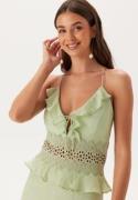 Bubbleroom Occasion Crochet Waist Flounce Maxi Dress Light green 38