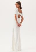Bubbleroom Occasion Short Sleeve 3D Floral Wedding Gown White 34