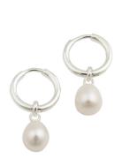 Treasure Pearl Hoops Silver Accessories Jewellery Earrings Hoops Silver Syster P