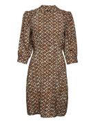 Printed Fitted Button-Through Dress Kort Kjole Multi/patterned Scotch & Soda