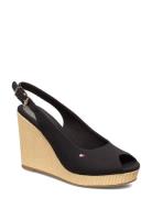 Iconic Elena Sling Back Wedge Espadrillos Med Hæl Sandal Black Tommy Hilfiger