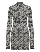 Corina - Graphic Jacquard Kort Kjole Grey Day Birger Et Mikkelsen