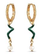 Twist Hoops Accessories Jewellery Earrings Hoops Green Enamel Copenhagen