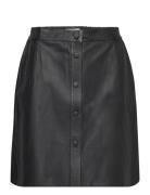 Leather Skirt Kort Nederdel Black Rosemunde
