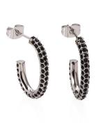 Harper Earring Black/Silver Accessories Jewellery Earrings Hoops Black Bud To Rose