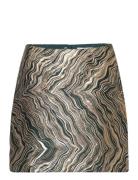 Msevelina Short Jaquard Skirt Kort Nederdel Green Minus