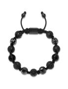 Men's Beaded Bracelet With Black Cz Diamond, Lava St , Mat Armbånd Smykker Black Nialaya