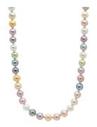 Pastel Pearl Necklace With Silver Halskæde Smykker Multi/patterned Nialaya