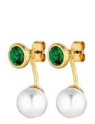 Toni Sg Green / White Pearl Accessories Jewellery Earrings Studs Green Dyrberg/Kern