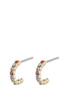 Brigitte Multicolored Crystal Half Hoops Accessories Jewellery Earrings Hoops Gold Pilgrim