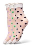 Dagmar Hearts Sock 3 Pack Lingerie Socks Regular Socks Multi/patterned Becksöndergaard