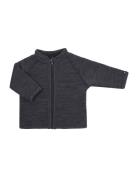 Cardigan Wool W. Zipper, Dark Grey Outerwear Fleece Outerwear Fleece Jackets Grey Smallstuff