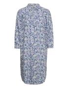 Viscose Midi Dress With All-Over Print Knælang Kjole Blue Esprit Casual