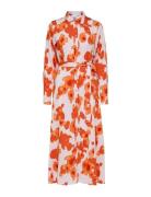 Slfnicolette Ls Ankle Shirt Dress B Knælang Kjole Orange Selected Femme