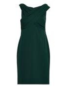 Crepe Off-The-Shoulder Cocktail Dress Kort Kjole Green Lauren Ralph Lauren