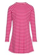 Pkdora Ls O-Neck Rib Dress Dresses & Skirts Dresses Casual Dresses Long-sleeved Casual Dresses Pink Little Pieces