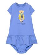 Polo Bear Cotton Jersey Dress & Bloomer Sets Sets With Short-sleeved T-shirt Blue Ralph Lauren Baby