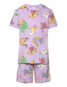 Top Ss Shorts Set Sets Sets With Short-sleeved T-shirt Purple Lindex