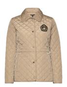 Crest-Patch Diamond-Quilted Jacket Quiltet Jakke Khaki Green Lauren Ralph Lauren