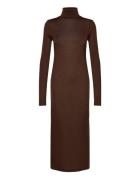 Wool-Blend Jersey Roll Neck Midi Dress Knælang Kjole Brown Polo Ralph Lauren