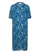 Cardes Allie S/S Calf Dress Aop Knælang Kjole Blue ONLY Carmakoma