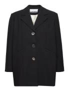 Cotton Suiting Over D Blazer Blazers Single Breasted Blazers Black Ganni