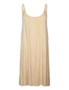 Jo Strap Dress Knælang Kjole Beige Basic Apparel