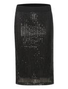 Kabolette Sequin Skirt Knælang Nederdel Black Kaffe