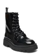 Biakwamie Laced Up Boot Nappa Lak Shoes Boots Ankle Boots Laced Boots Black Bianco