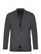 Super Slim-Fit Check Suit Jacket Suits & Blazers Blazers Single Breasted Blazers Grey Mango