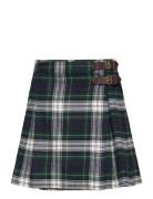 Plaid Pleated Cotton Twill Skirt Kjole Nederdel Green Ralph Lauren Kids
