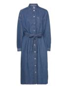 Tjw Chambray Midi Shirt Dress Knælang Kjole Blue Tommy Jeans