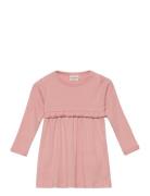 Dress Ls Rib Dresses & Skirts Dresses Casual Dresses Long-sleeved Casual Dresses Pink Minymo