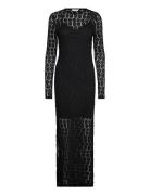 Vmivania Ls O-Neck Ankle Lace Dress Vma Maxikjole Festkjole Black Vero Moda