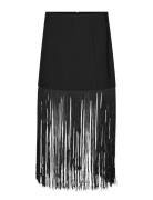 Fringe Skirt Lang Nederdel Black Second Female