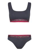 Ladies Knitted Bralette Bra & Brazilian Brief Lingerie Bras & Tops Soft Bras Tank Top Bras Blue Emporio Armani