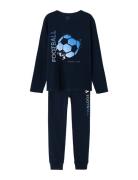 Nkmnightset Dark Sapphire Football Noos Pyjamassæt Navy Name It