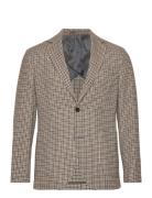 Wool Slim-Fit Houndstooth Jacket Suits & Blazers Blazers Single Breasted Blazers Beige Mango