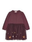 Dress Ls W. Tulle Dresses & Skirts Dresses Casual Dresses Long-sleeved Casual Dresses Burgundy Minymo