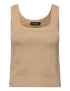 Logo Jacquard Sweater Tank Top Vests Knitted Vests Beige Lauren Ralph Lauren