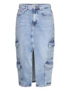 Onlposey Hw Midi Cargo Dnm Skirt Cro Knælang Nederdel Blue ONLY