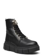 Can Can Black Shearling Shoes Boots Ankle Boots Laced Boots Black ALOHAS