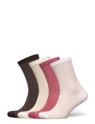 Sock 4 P Lurex Mini Stripe Lingerie Socks Regular Socks Pink Lindex