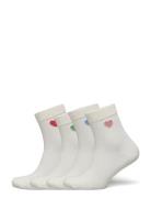 Sock High Ankle 4P Placed Hear Lingerie Socks Regular Socks Cream Lindex