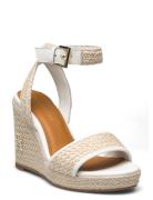 Th Rope High Wedge Sandal Espadrillos Med Hæl Sandal Cream Tommy Hilfiger