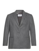 Flannel Wool Tailored Blazer Blazers Single Breasted Blazers Grey Calvin Klein