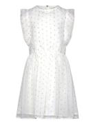 Dress Chiffon Lurex Dresses & Skirts Dresses Casual Dresses Short-sleeved Casual Dresses White Creamie