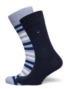 Th Men Duo Stripe Sock 2P Underwear Socks Regular Socks Blue Tommy Hilfiger
