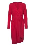 Ruched Stretch Jersey Surplice Dress Kort Kjole Red Lauren Ralph Lauren