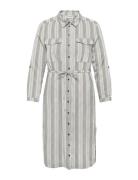 Carcaro Ls Linen Shirt Dress Wvn Knælang Kjole Grey ONLY Carmakoma